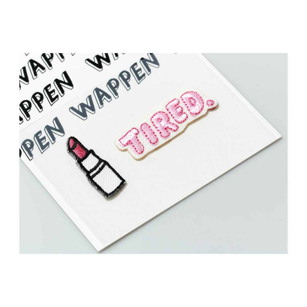 刺繍パッチステッカー LIP STICK & TIRED 詳細画像