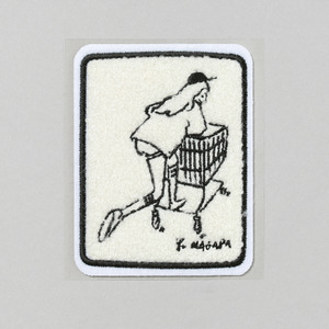 刺繍パッチステッカー Girl on a Shopping Cart