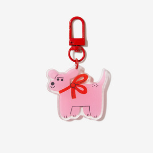Pink dog acrylic keychain